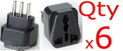 6pk Universal to Italian 3 Pin Plug Adapter Type L For Italy – Accept Most Plugs