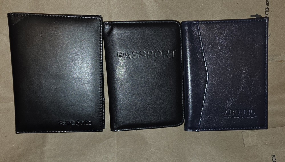 Lot Of 3 Leather Passport Holders. Samsonite, Abound, Unbranded. Good Condition
