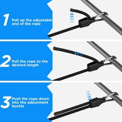SDTC Tech 12 Inch Adjustable Bungee Cords with Carabiner 12inch-4pack, Black