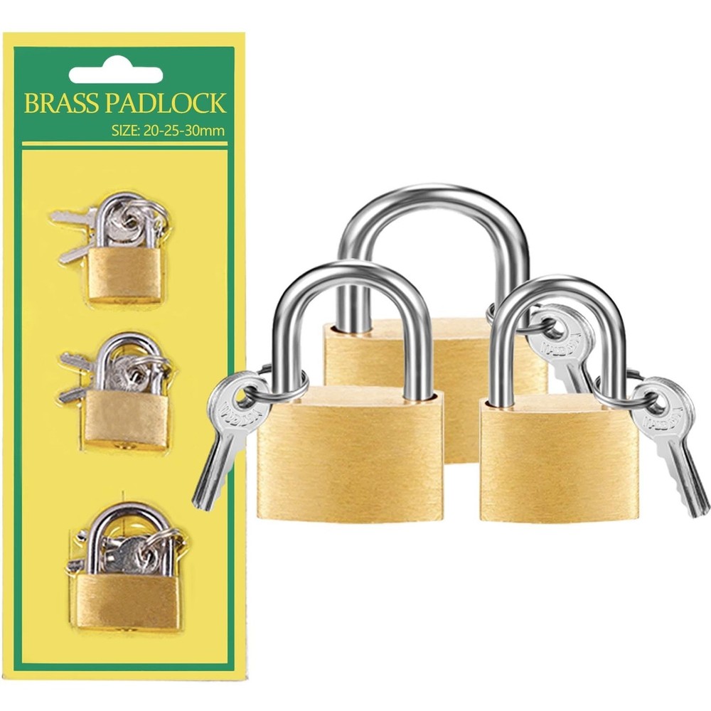 3 Pcs Small Solid Brass Locks with Keys, Mini Key Locks for Luggage Locks, Ba…
