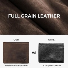 Genuine Leather Bifold Wallet for Men – RFID Blocking Slim Wallet DARK COFFEE