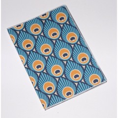 New Vinyl Passport Cover for US Passports – Aqua & Sunshine Peacock Feathers