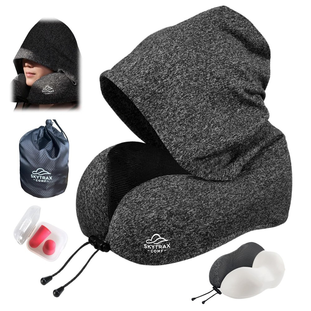 Travel Pillow with Extra Large Hood for Airplane Long Flights Privacy and Com…
