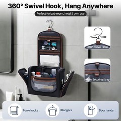 Large Capacity Water-Resistant Toiletry Bag with 360° Hook | Travel Organizer fo