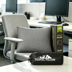 Premium Gray Memory Foam Pillow for Tent Camping, Road Trips, and Long Flights