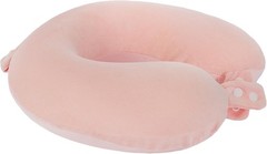 Soft Pink Memory Foam Neck Pillow for Airplane & Car Travel – Adjustable Support