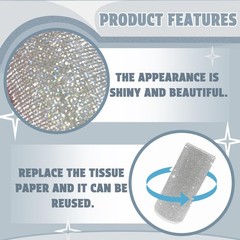 Bling Car Tissue Holder for Cup – Sparkly Rhinestone Round White