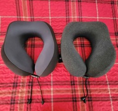 Spyder Memory Foam Neck Pillow Set Black and Gray U-Shaped with Adjustable Cord