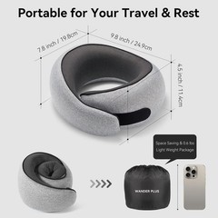 Ergonomic Memory Foam Travel Neck Pillow – Airplane Support for Sleep, Car, Trai