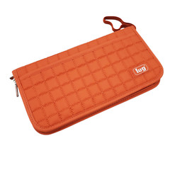 Lug Quilted Travel Wallet Organizer Passport Case Orange Wristlet Zip Around