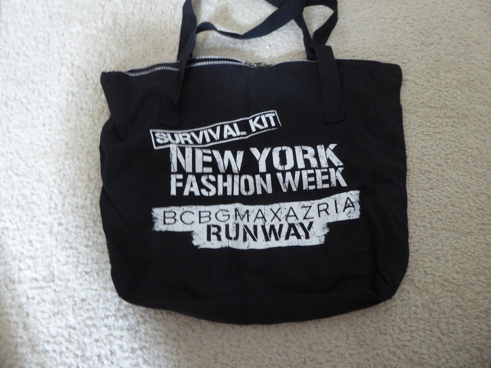 BCBGMAXAZARIA Black Canvas Tote Bag New York Fashion Week Survival Kit Runway
