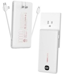 Portable Charger with Built in Cables 10000mAh, Power Bank for Pure White