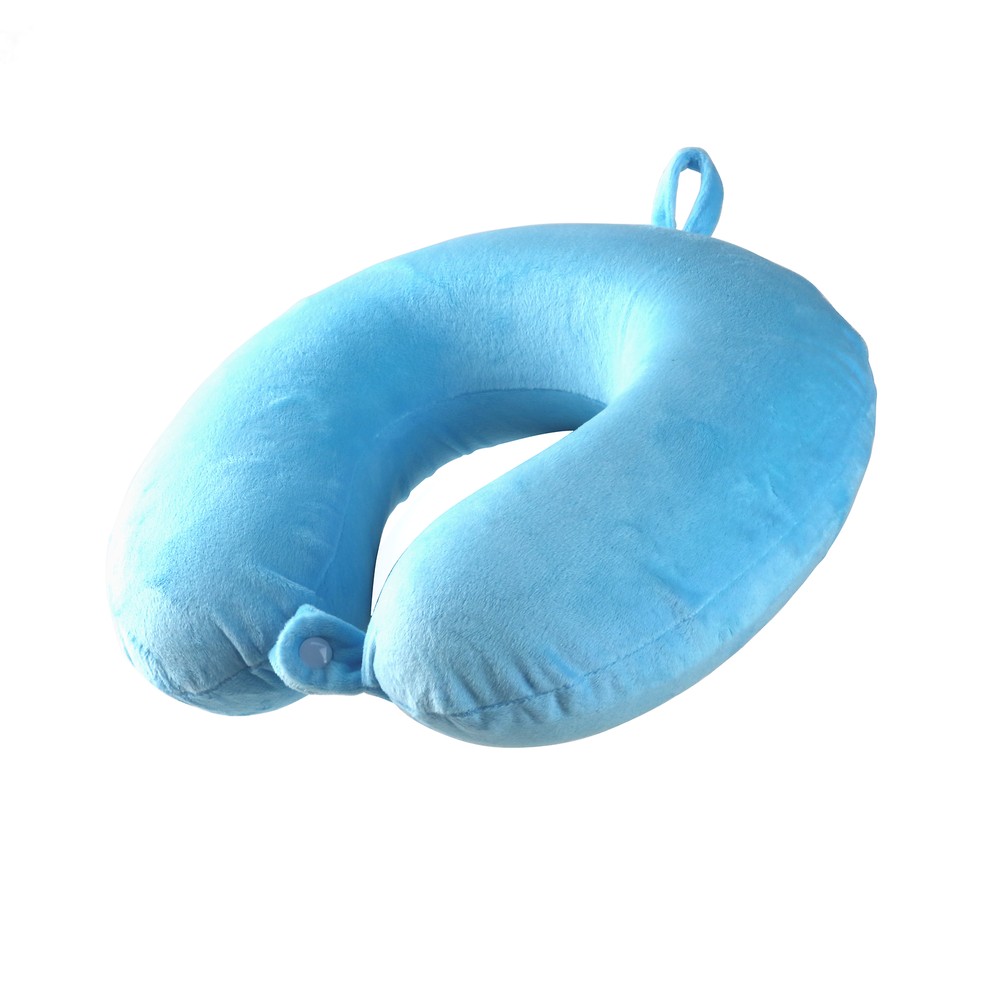 Laser Ergonomic Memory Foam Neck Pillow – Blue, Hypoallergenic, Travel