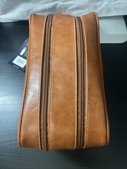 Original Penguin Toiletry/Travel Kit (2 Compartments) With Bottle Leather Brown