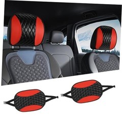 2PCS Car Headrest Cover, Soft Leather Head Rest Protector | Waterproof Red