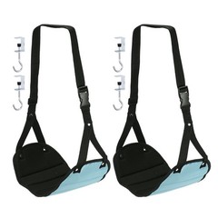 2Pack Airplane Footrest with Hooks, Adjustable Foot Hammock, Pale Blue