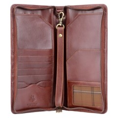 Visconti MZ101 Large Leather Travel Wallet for Passports Tickets and CC Brown
