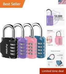 4 Pack Combination Lock Multicolor for Locker 4 Digit Outdoor Waterproof Padl…