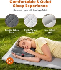 Camping Pillow W/ Removable Cover & Storage Carabiner Ultralight Inflatable