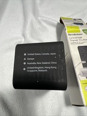Brookstone Universal Travel Outlet Adapter with USB Ports Black New In Box