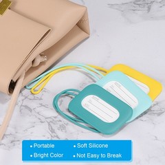 3Pcs Silicone Luggage Tag, Identifier Card Holder Label Travel Bag Tag, Blue