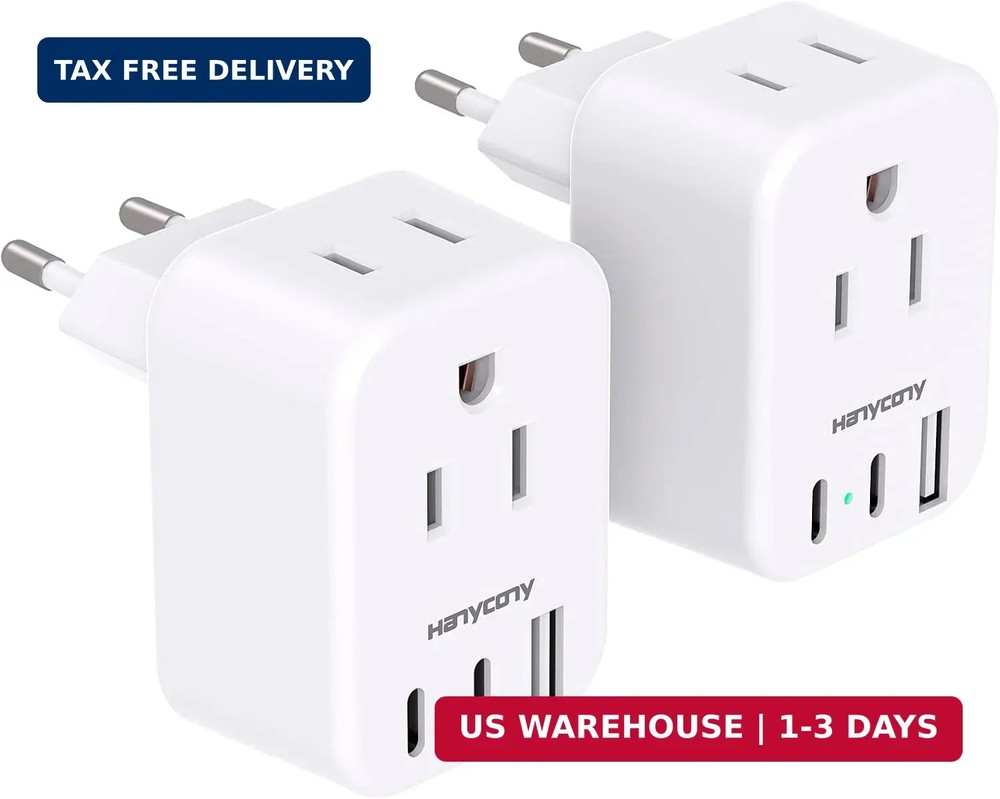 European Travel Plug Adapter for International, HANYCONY Italy Spain Power Adapt