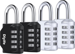 4 Digit Combination Lock, [2 Pack] Outdoor Weatherproof Padlock, Plated Steel Re