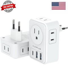 2 Pack European Travel Plug Adapter with USB C, to Power Adapters with 4 AC…