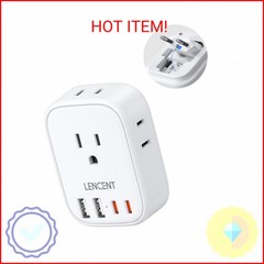 European Travel Plug Adapter, LENCENT US to Europe Type-C Foldable Power Plug wi