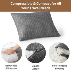 Small Shredded Memory Foam Pillow, Camping Pillow Travel Pillow – Compressibl…