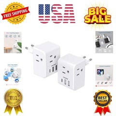 2 Pack European Travel Plug Adapter, International Power Plug Adapter with 3 …