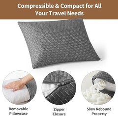 Small Shredded Memory Foam Pillow, Compressible Medium Firm, Breathable Cover