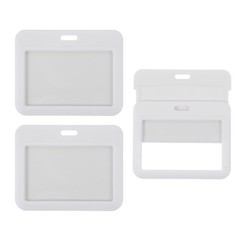 3 Pack Badge Holder, Plastic Horizontal ID Protector Clips, White