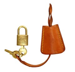 Authentic ETRO Gold Lock and 2x Key Brown Clochette Luggage Travel Italy