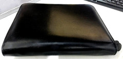 Executives Black PU Leather Handheld Carry Organizer Pouch Portfolio Concealed