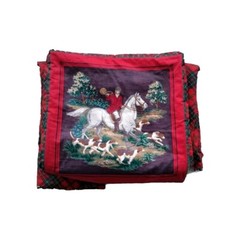 UNBRANDED 2-n-1 Fox Hunt Equestrian Tartan Travel Pillow/Blanket, 69″x24,» PO!