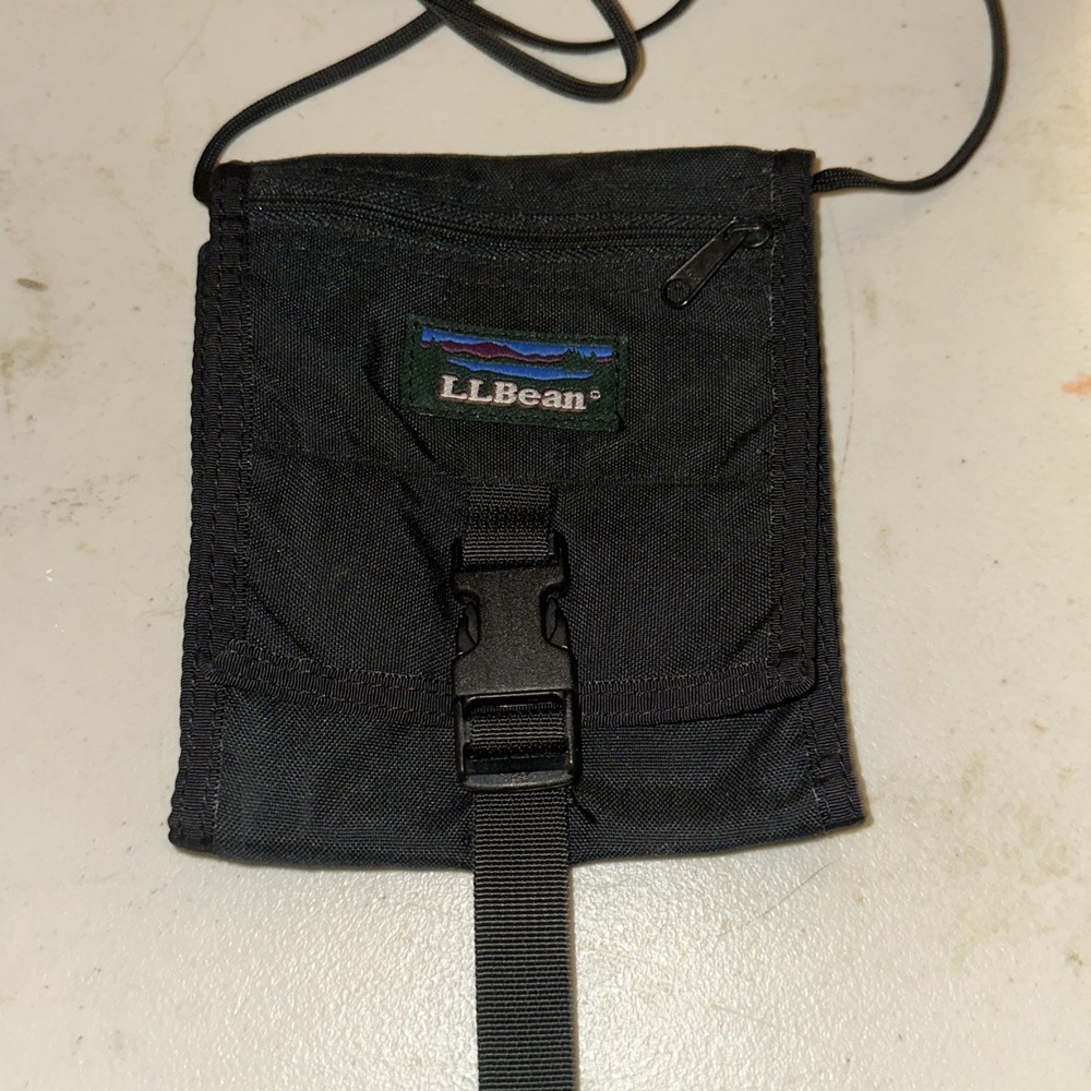 Vintage LL Bean Crossbody Passport Organizer Money Belt Wallet Traveler Black
