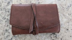 Pottery Barn Brown Leather Ellison Phone, Computer, Tablet Cord Holder Roll, NEW