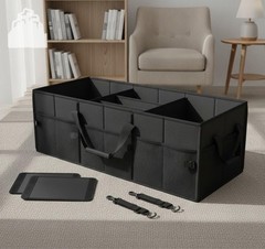 Extra Large Trunk Organizer 98L Collapsible Car Storage Removable Dividers