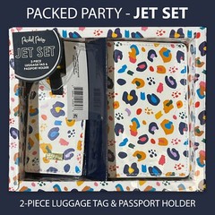 New Packed Party Jet St Multicolor Leopard Cheetah Print Passport + Lugugage Set