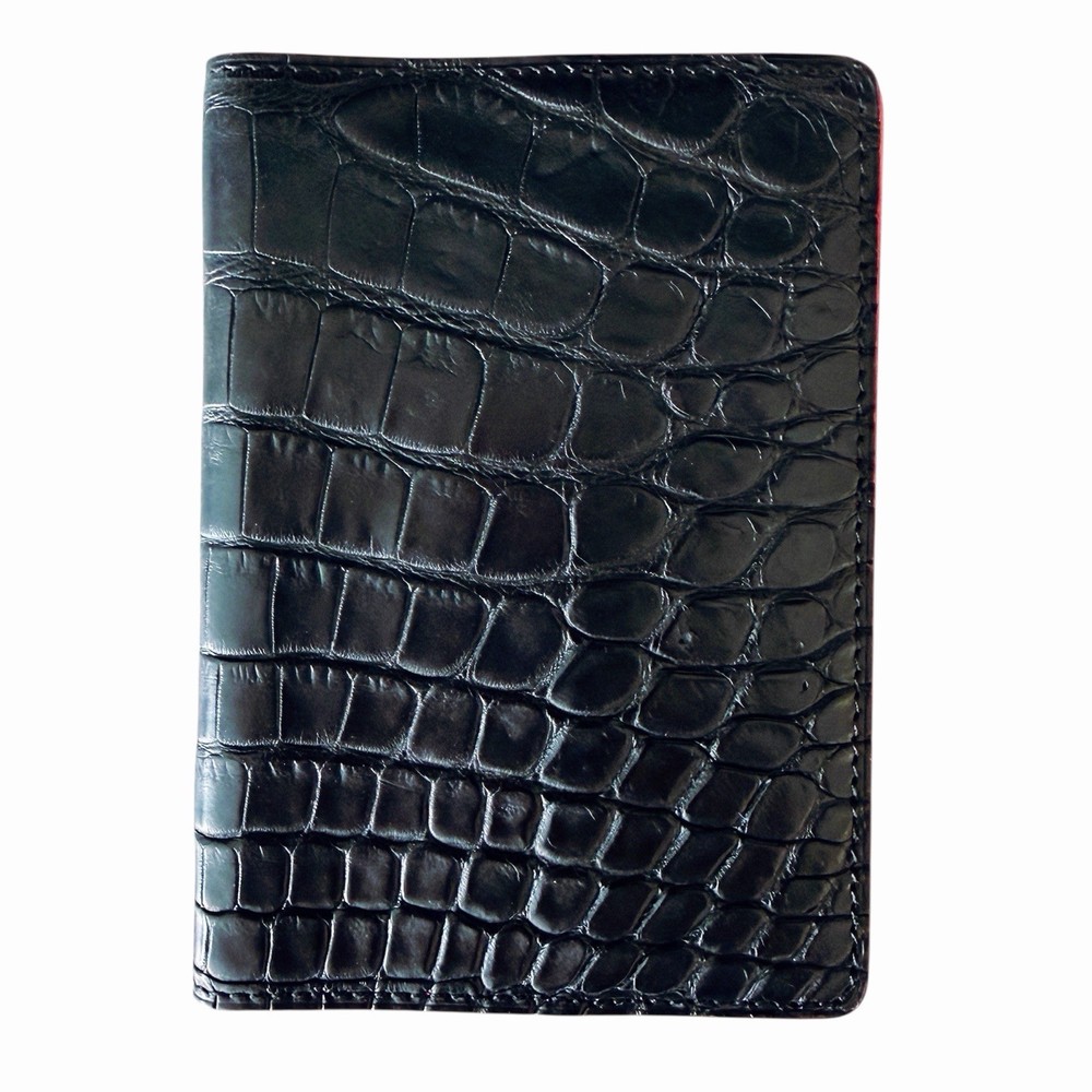 Handmade Genuine black Crocodile Skin passport holder Free economy shipping