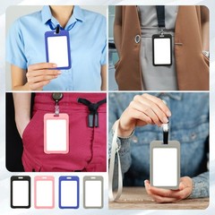10 Pack Badge Holder, Plastic Vertical ID Protector Clips, Sky Blue