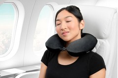 Brookstone Travel Neck Pillow – Lightweight Fleece Casing U-Shaped Stuffable Mem