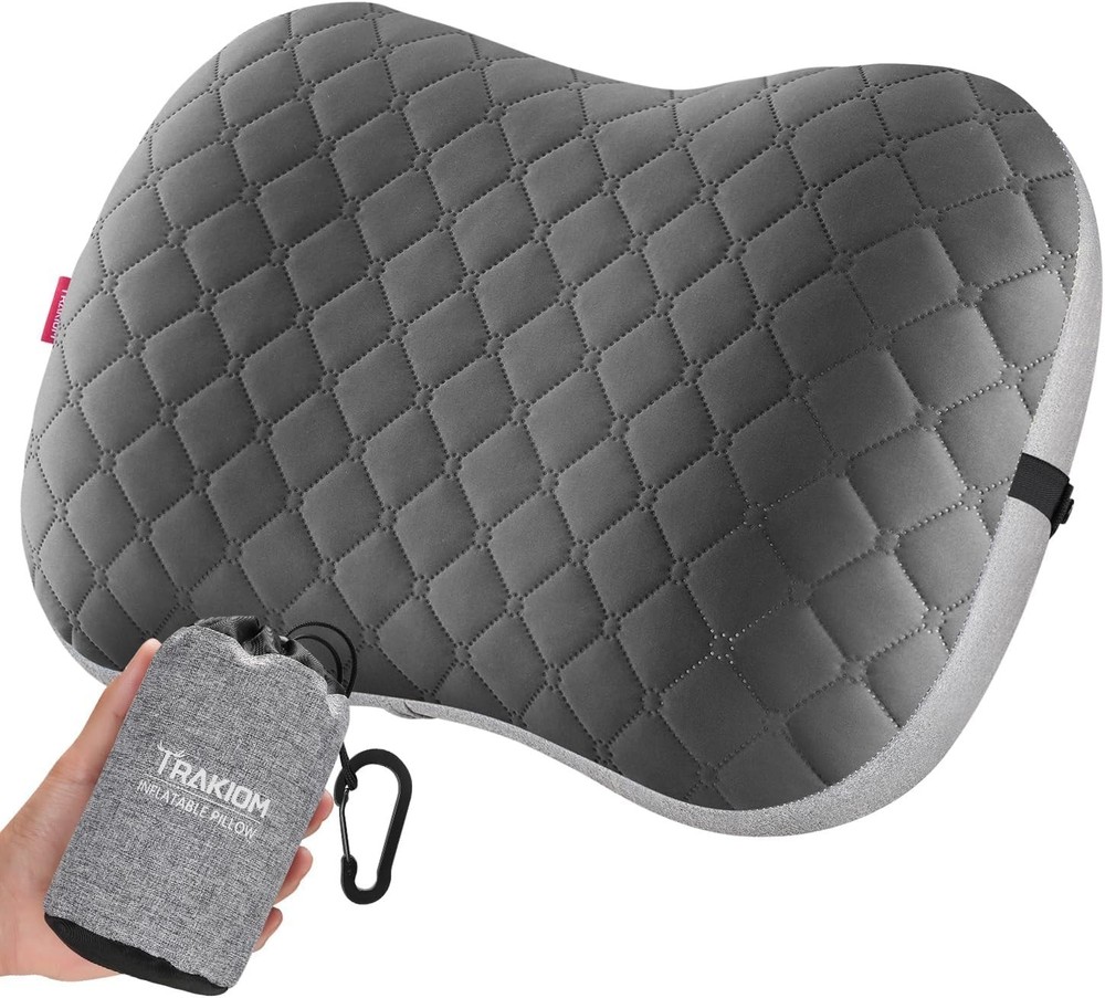 Camping Pillow W/ Removable Cover & Storage Carabiner Ultralight Inflatable