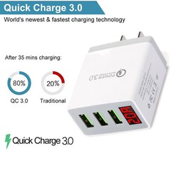 5 Pcs 3 Port QC 3.0 Fast Quick Wall Charger USB Hub Power Charge Adapter US Plug