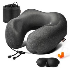 Almohada De Viaje De Espuma Viscoelastica Con Mascara De Ojos 3D De Lujo