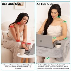 Reading Pillow for Gaming – Extra Large Lap Desk & Arm Rest with Cup & Pho