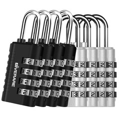 8 Pack Combination Lock, 4-Digit Padlock Keyless, Resettable Metal Luggage Locks
