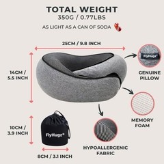 Memory Foam Neck Travel Pillow Adjustable Machine Washable Breathable for