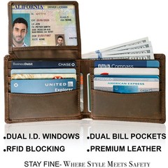 Top Grain Leather Wallet for Men | RFID Blocking | Extra Capacity Bifold Wall…